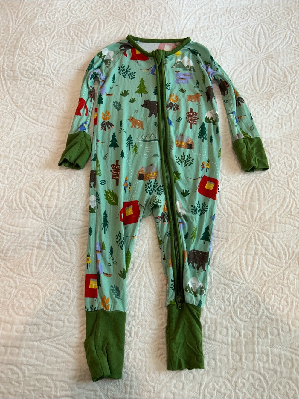 EUC Little Sleepies Bamboo Woodland Print One-Piece Zipper Pajamas 3-6 months
